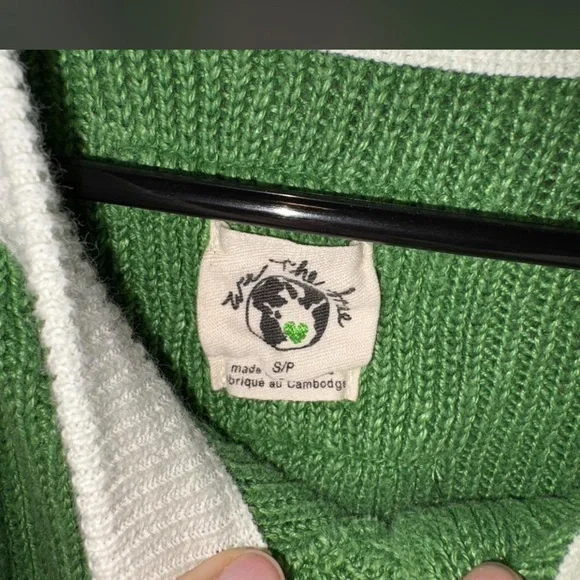 We The Free Green and White Cropped Button Cardigan - Picture 4 of 4